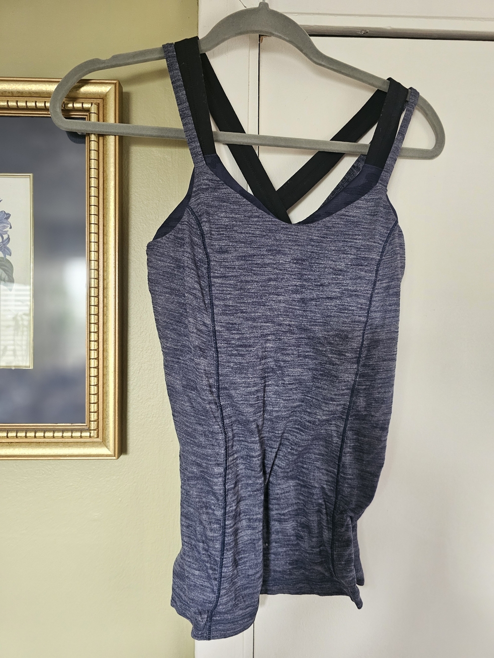lululemon athletica Heathered Navy Blue Tank with Black Straps